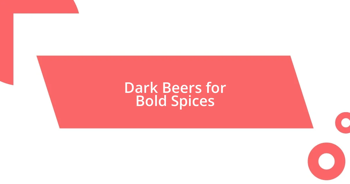 Dark Beers for Bold Spices